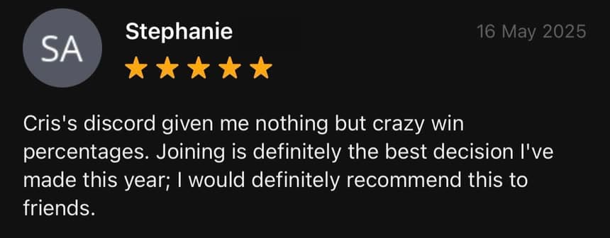 Five star written review from a student named Stephanie